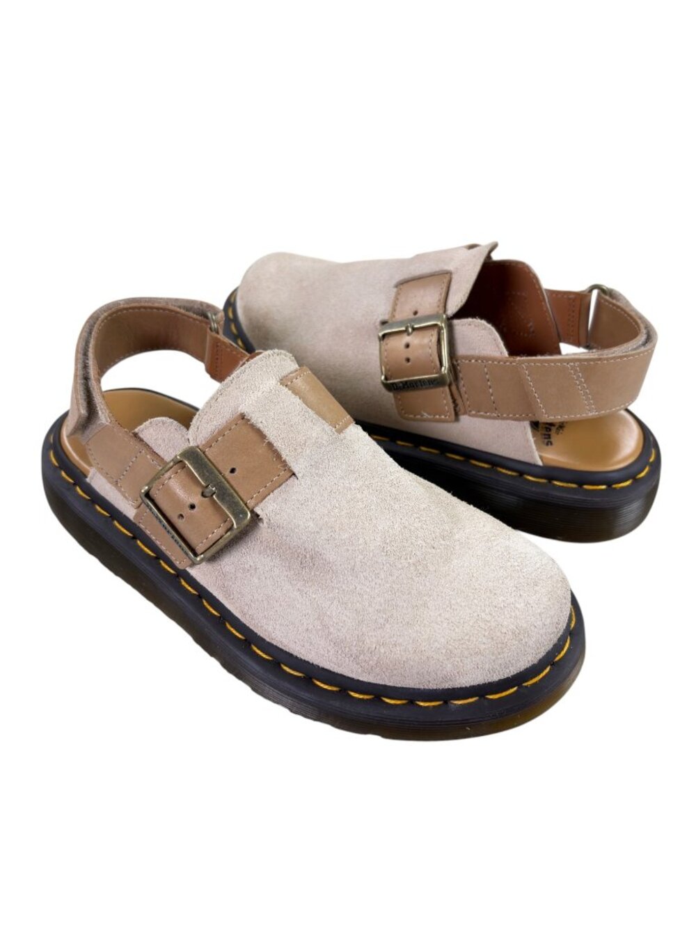 Dr. Martens Jorge II Slingback Suede & Leather Mules Womens 6 Parchment Beige